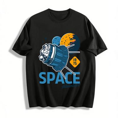 Vintage 1975 Space Adventure Graphic Unisex Casual Tee Pure Cotton T-shirt