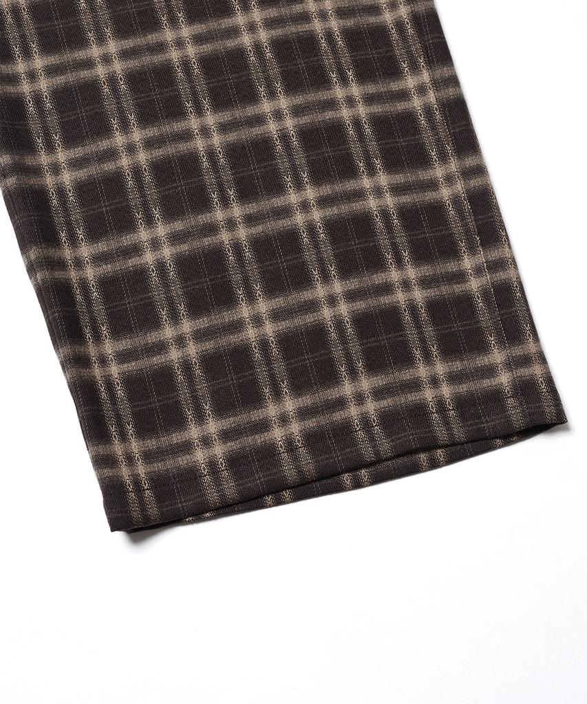 ESFAI Draped Plaid Wide Pants (Brown)