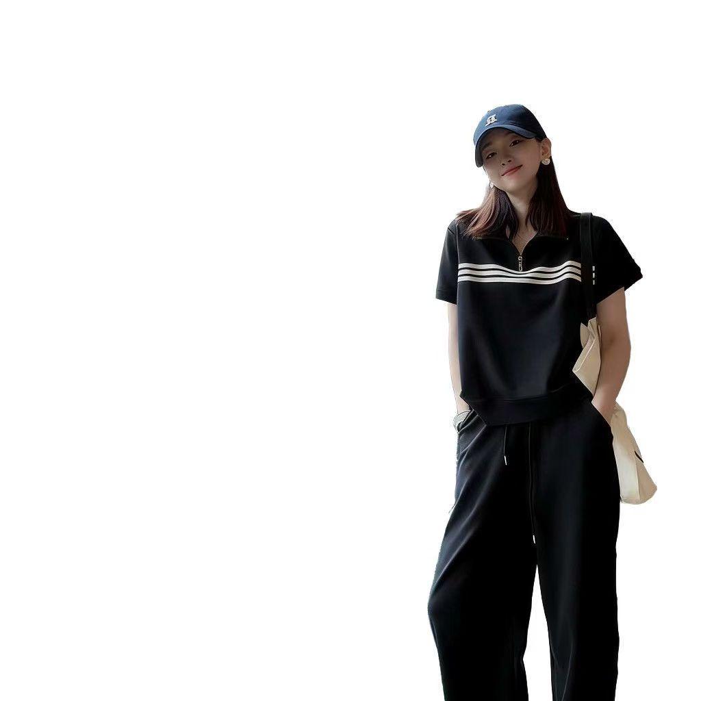 Women's Trendy Summer 2026 Stand Collar Top & Wide Leg Pants Set