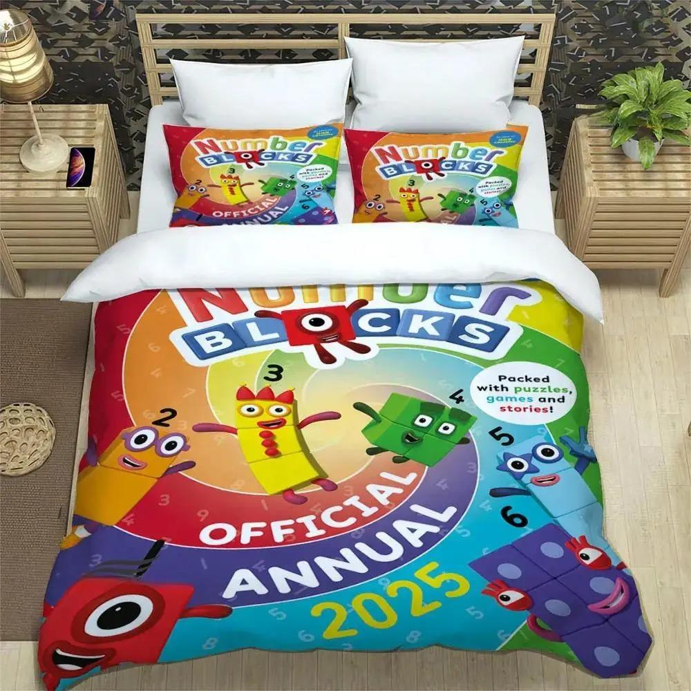 N-Zahlenblöcke Cartoon-Druck Bettwäschesets Exquisites Zubehörset Bettdeckenbezug Bettdecke Set Bettwäscheset Luxus Geburtstagsgeschenk