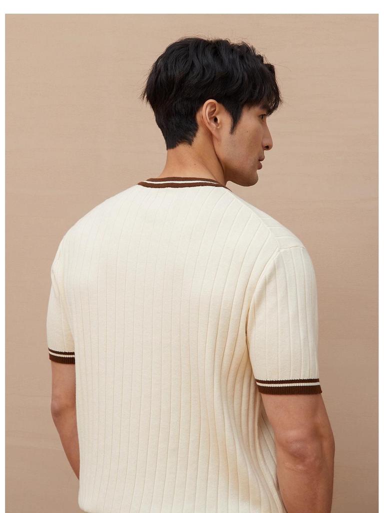 Men's Slim Fit Short Sleeve Color Block Pocket Knit T-Shirt - Summer Casual Trendy Wear