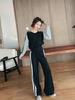 Women's Striped Hoodie & Wide-Leg Pants Two-Piece Set for Spring/Autumn 2026