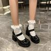 Round Head Thick Heel Single Shoes Small Waterproof Table High Heel Small Leather Shoes 2025 New French Retro Mary Jane Shoes Women