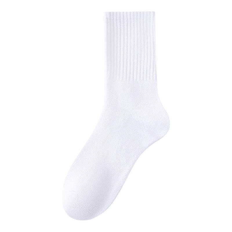 

Men s Autumn and Winter Ribbed, Fleece and Thickened Warm Casual Sports Mid Calf Socks 1 pair білий