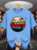 Tropical Summer Unisexs Crew Neck T Shirt Retro Sunset Surfer Palm Tree Vintage Circle Graphic Short Sleeve Casual Street Tops