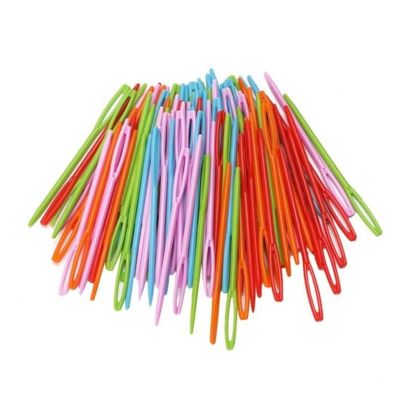 

100 шт. Детские разноцветные пластиковые 7 см иглы для гобелена, шитья шерстяной пряжей, сделай сам разноцветный