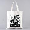 Bunny Girl Senpai Sakurajima Mai Shopper Bags Shopping Bag Tote Bag Skulderveske Lerretsvesker College Håndveske med stor kapasitet
