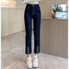 2024 Plus Size Women Jeans Pants Denim Female Pencil Elastic Diamond Basic Blue High Waist Trousers Oversize Fashion New Pants