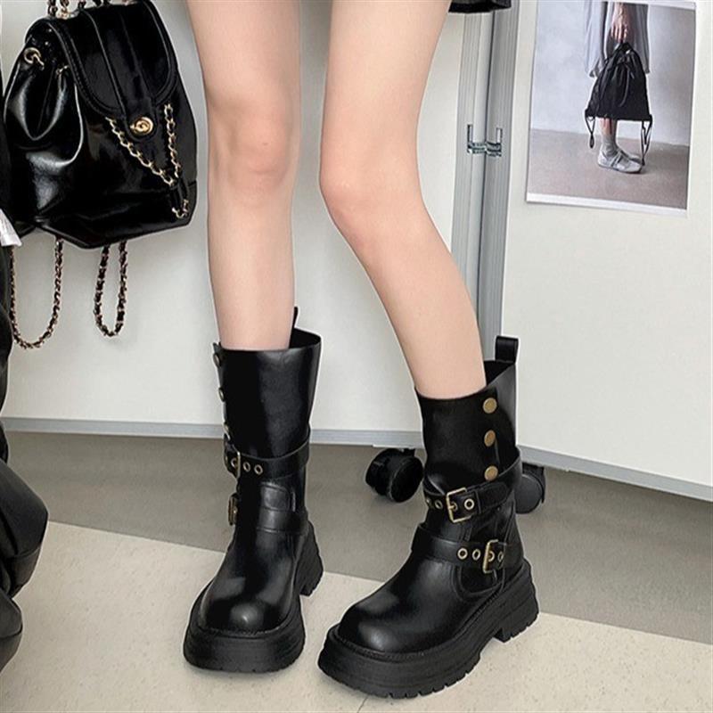 Selected brown retro thick heel thick-soled Martin boots women's 2025 new spring and autumn British style looks thin and increases foreign style