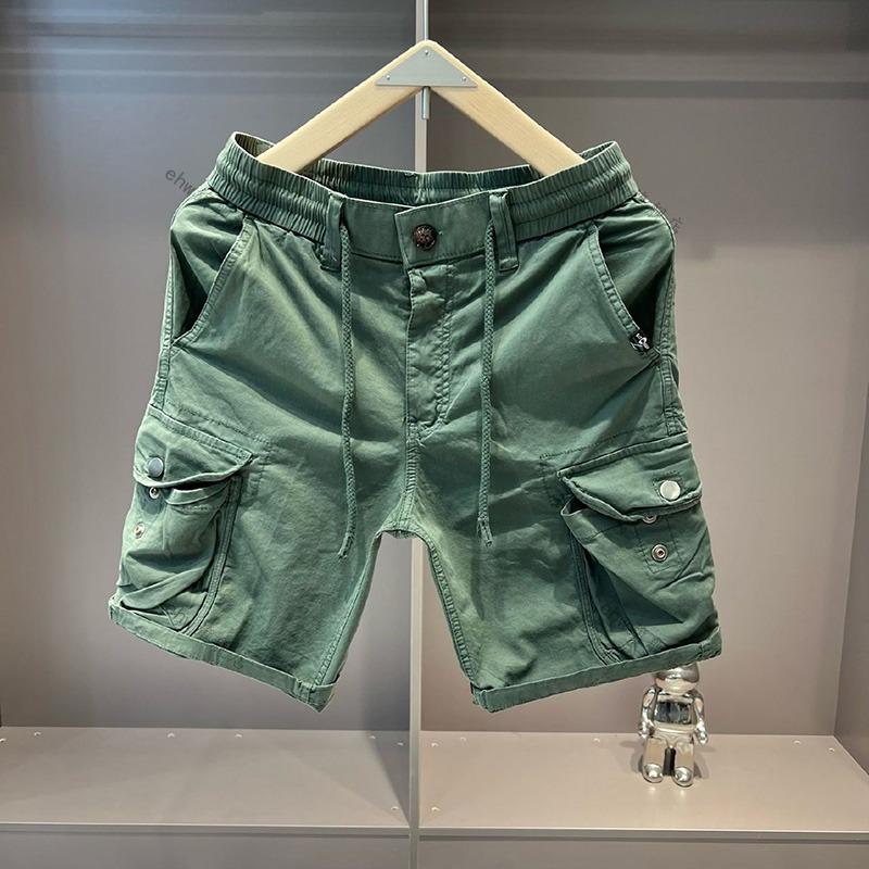 Sommer-Cargo-Shorts für Herren, Lässige Mehrzwecktaschen, Lockere Stretch-Hosen aus reiner Baumwolle, Außenbekleidung