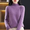 Women's Cable Knit Wool Sweater: Autumn/Winter Warm, Skin-Friendly, Half-High Collar, Seven-Needle Knit.