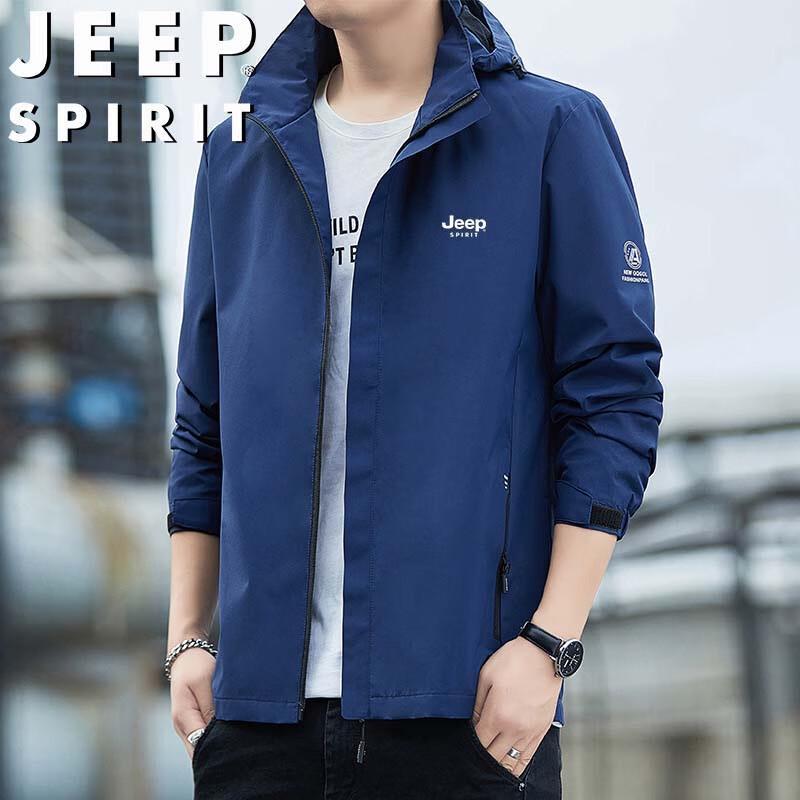 JEEP SPIRIT Men's Hooded Outdoor Windbreaker Jacket