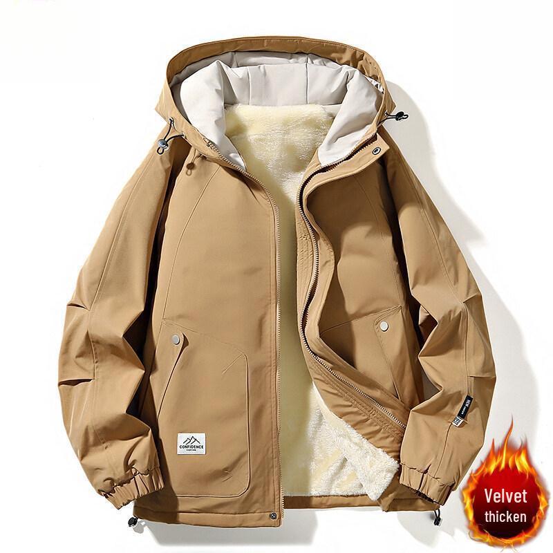 

Men s 2025 Winter Plus Velvet Hooded Cotton Coat - Warm, Trendy, Versatile, and Loose-Fitting Outerwear L (115-140 jin)