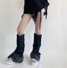 Harajuku Cargo Leg Warmers with Adjustable Buckle Strap Pocket for Women Punk Denims Baggy Foot Covers Footless Socks