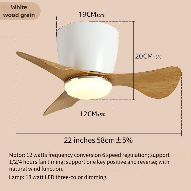 6-speed Mini 22 Inch LED Ceiling Fan With Light Household Inverter Ceiling Fan Lamp Adjustable Electric Ceiling Fan Light