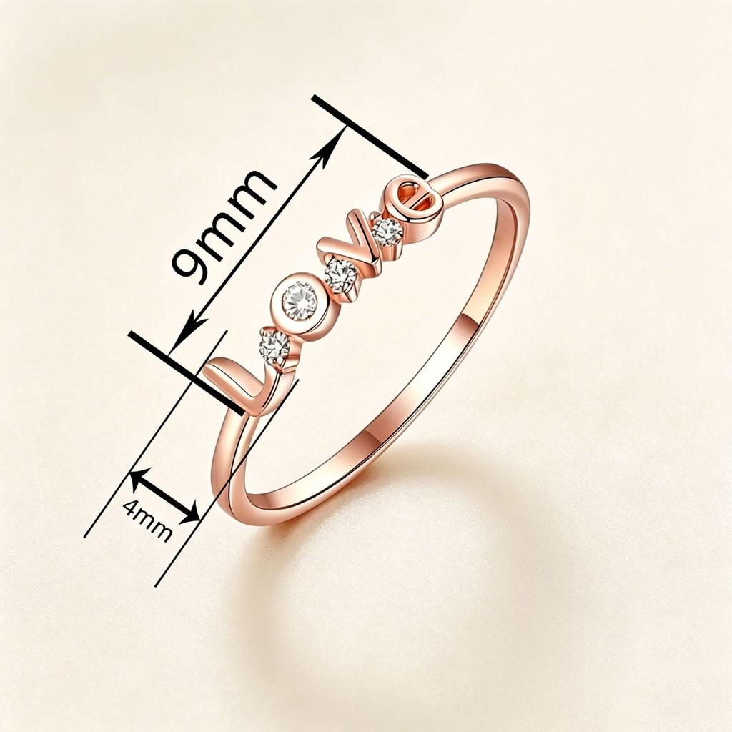 Yan Bai Elegant European-American Style Cubic Zirconia Love Ring - Versatile Women's Fashion Jewelry