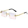Twisted Snake Leg Gradient Sunglasses for Men Women Luxury Rimless Rectangular Sun Glasses Outdoor UV400 Summer Travel Eyewear