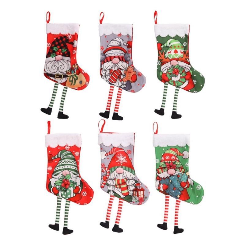 

Set of 6 Christmas Giftbag Socks for Home Decoration Indoors Outdoor Hanging Stockings for Fireplaces Christmas Tree 1