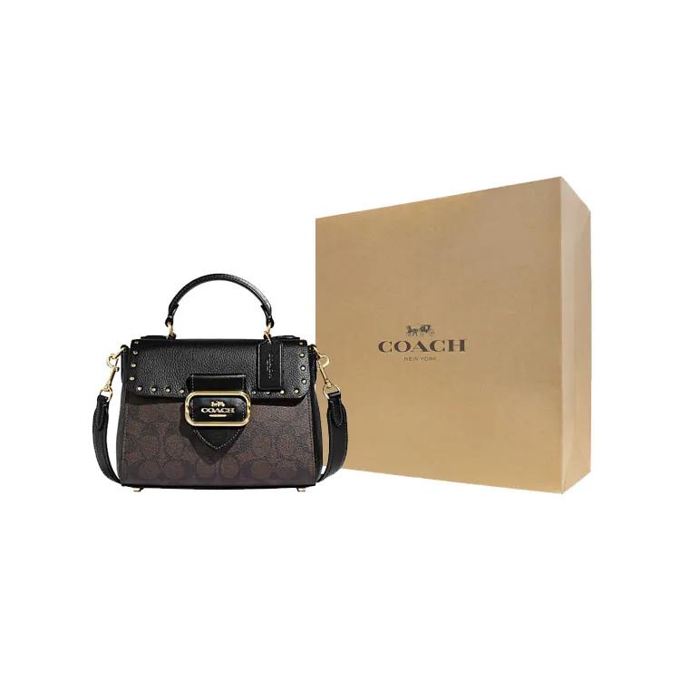 COACH Leather Shoulder Bag , Crossbody Bag , Handbag Small Women's Brown Black (Unisex) Handbags CF322 IMOSN