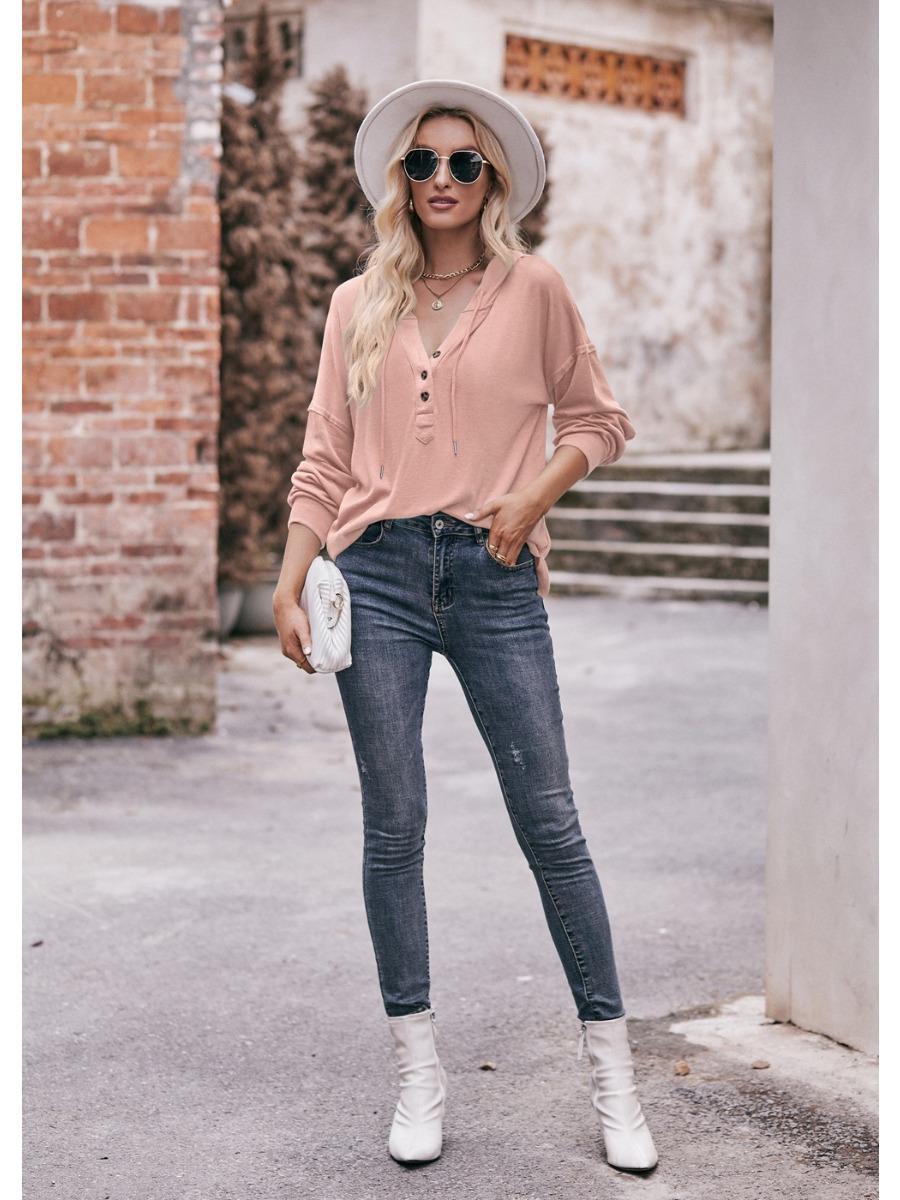 2024 Новые толстовки с капюшоном Осень-Зима Женские модные толстовки с пуговицами — фото 10