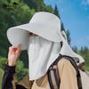 Summer sun protection hat women's big brim shawl neck protection sun hat breathable face mask can be ponytail bucket hat
