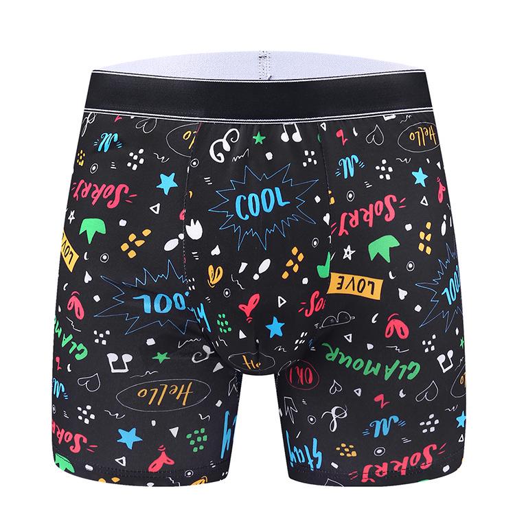 Xi Yin Men's Plus Size Graffiti Cartoon Print Long Boxer Briefs