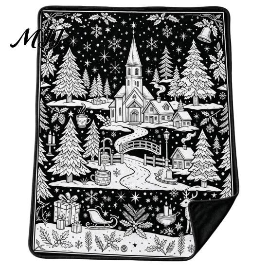 Unique Creative Celebration Gifts Christmas DIY Coloring Blanket for Adults And Kids, Color Your Own Blanket, 59" x 51" Soft Cozy Polyester