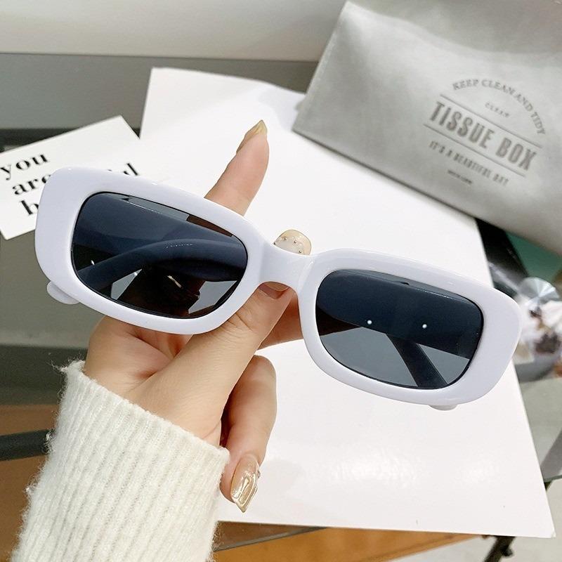 2pcs Unisex Gradient UV Blocking Rectangle Sunglasses Korean Ladies Rectangle Eyeglass Frame Frame Design Retro Sunglasses