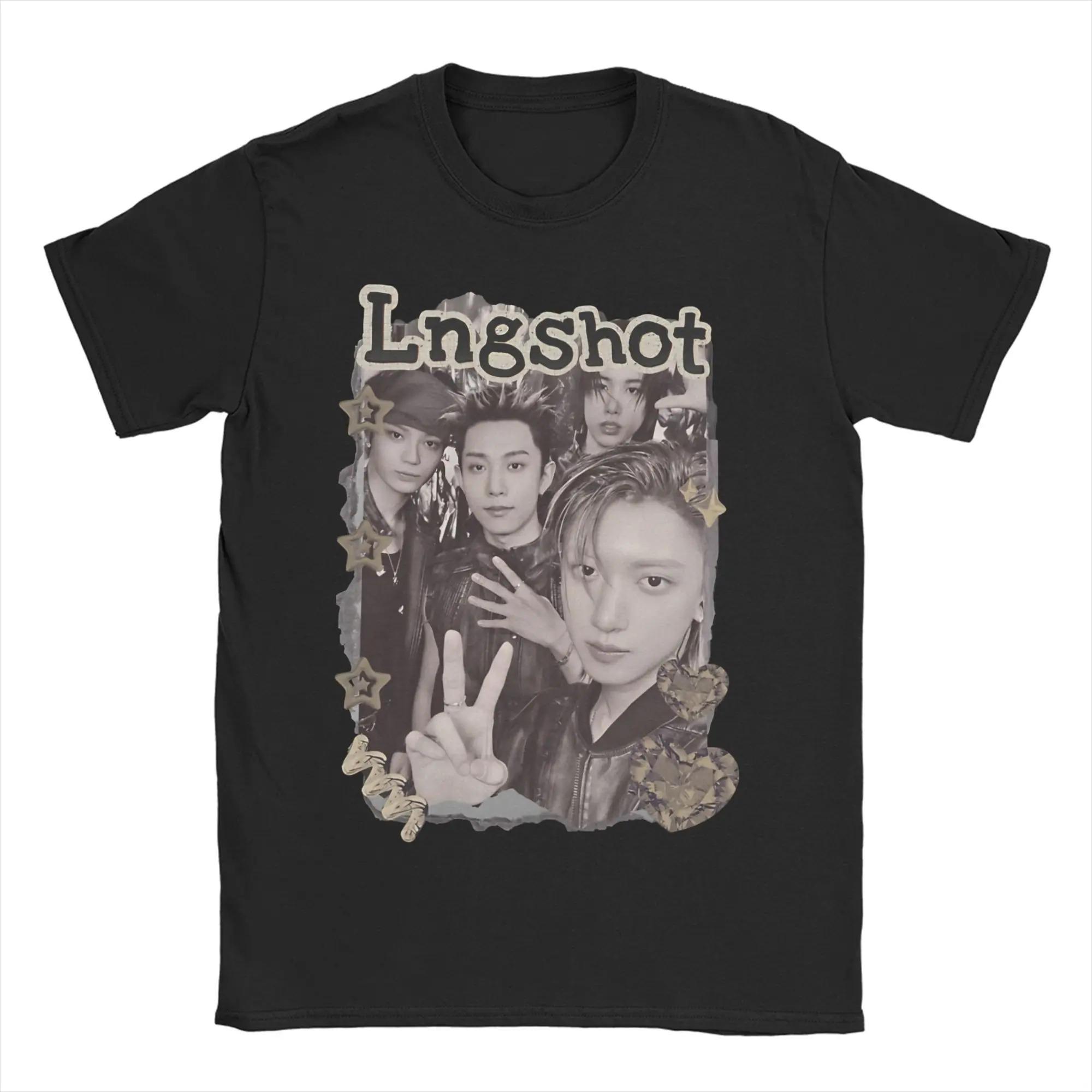 

2026 Kpop Group Lngshot Jay Park Graphic Printing T Shirts for Men Women Cotton Tee Shirt Clothing Hip Hop Streetwear Oversized S коричневий