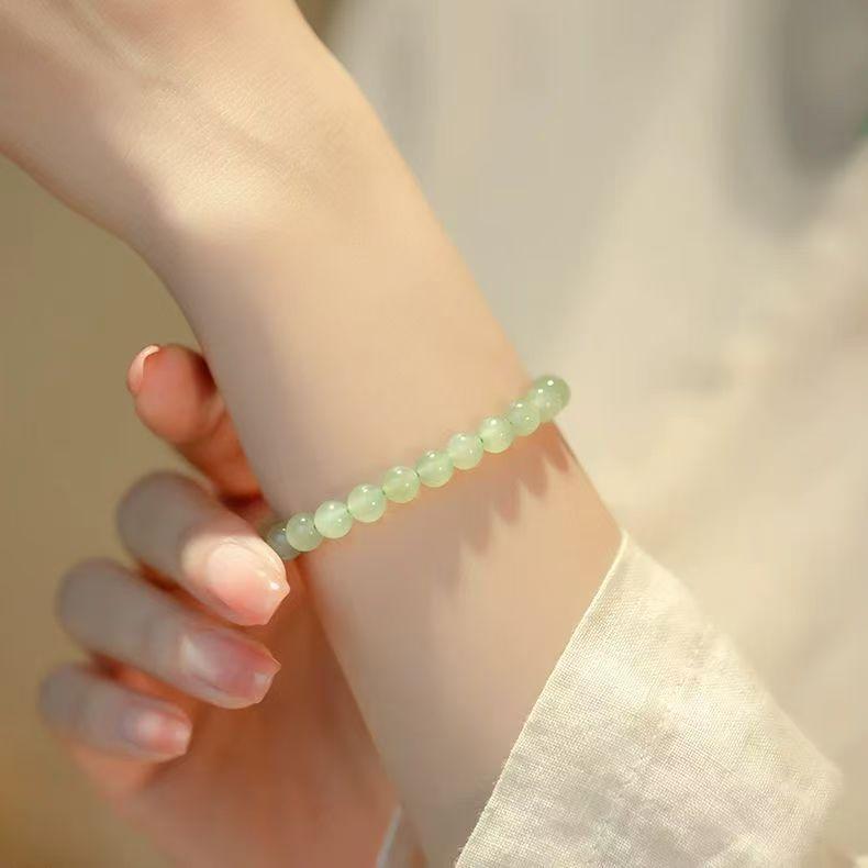 Armband i imiterad Hetian-jade, kalcedon och agat för damer och herrar, Armband i klar vattenkristall, Armband i jadegrön och vit jade, Hetian-jade