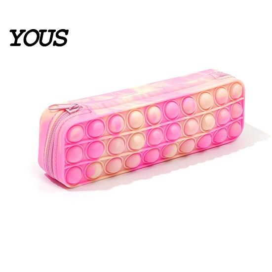 Astuccio in Silicone Tie-Dye per Matite, Custodia Morbida Spremibile per Cancelleria per Bambini e Adolescenti, Astuccio Unico per Penne con Fantasia a Gradiente Casuale,