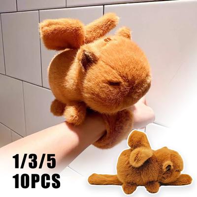 Cute Capybara Snap Circle Bracelet Vibrating Plush Doll with Wings Aquarium Dolphin Toy Fun Fidget Sensory Gift for Kids Adults