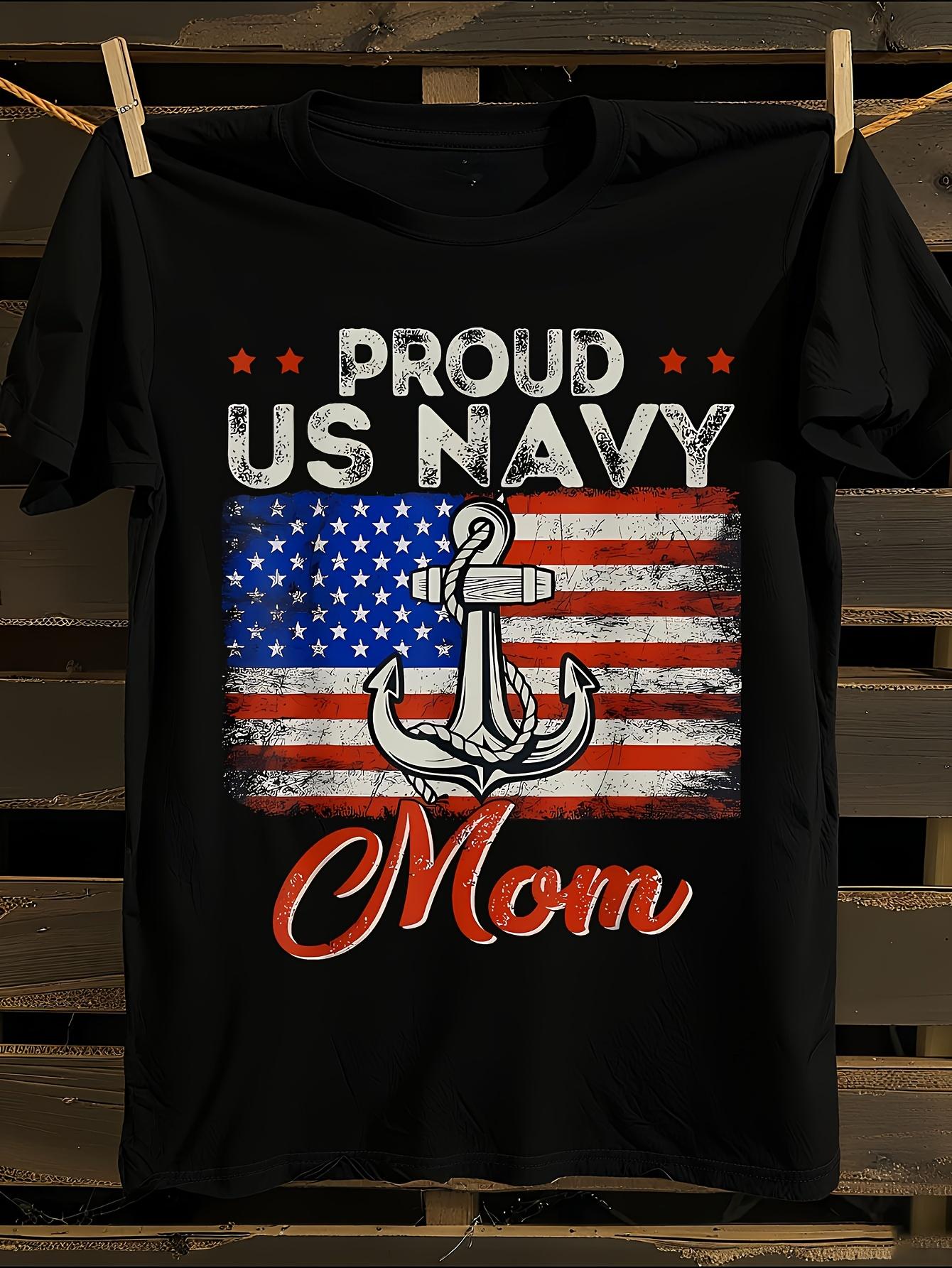 Patriotic US Navy Proud Mom Day T-shirt M