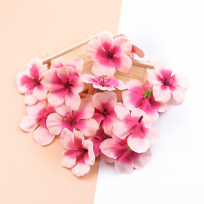 50/100PCS Artificial Flowers Silk Orchid Head Fake Cherry Flower Wall Wedding Home Decor Scrapbook Diy Gifts Candy Boxes Bouquet