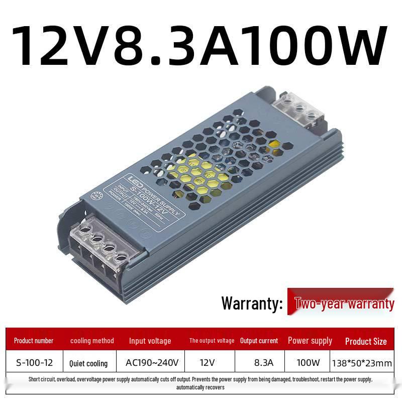 Ultra-Thin LED Power Supply for Light Strips: 220V To 24V/12V Silent Transformer for Advertising Displays.