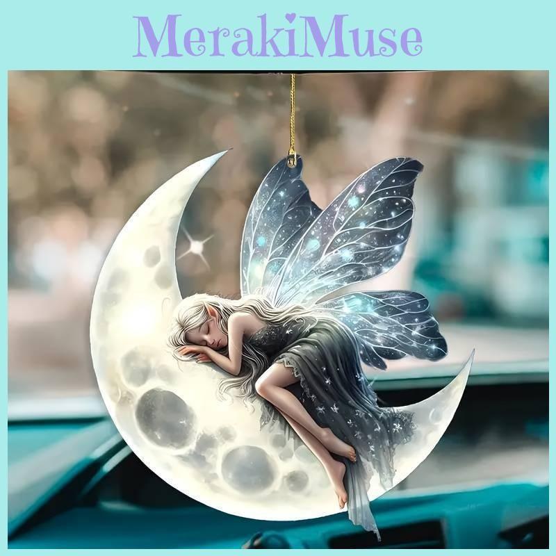 Acrylic Christmas Tree Flat Moon Elf Car Hanging Seasonal Interior Enhancement