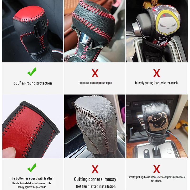 Kompatibel mit 07-26 Honda CRV/Civic Echtleder Schalthebelknaufabdeckung für Automatikgetriebe.