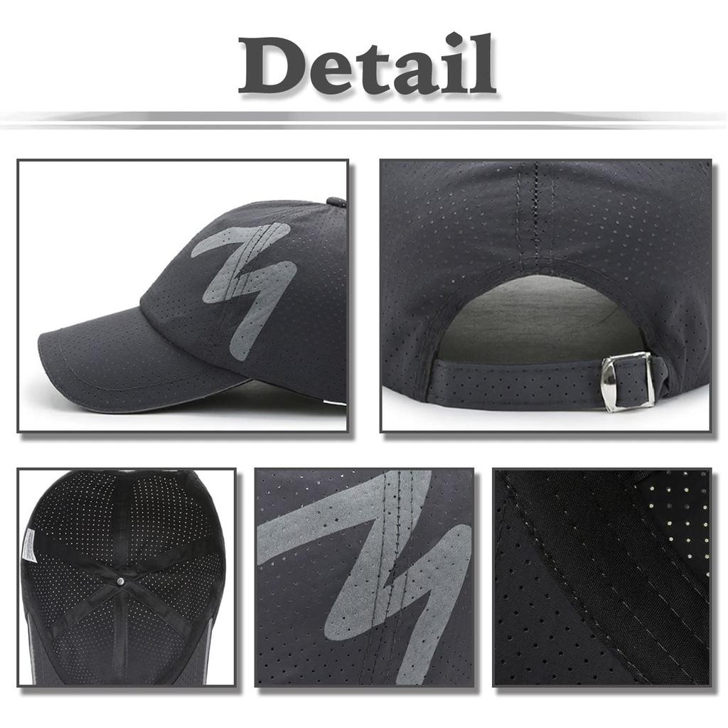 Mesh English Brim Quick CA501 [White Fang] Cap, Letters, Logo, Hat, Line, Running, Lightweight, Drying, Men's, Women's, (Dark Gray)