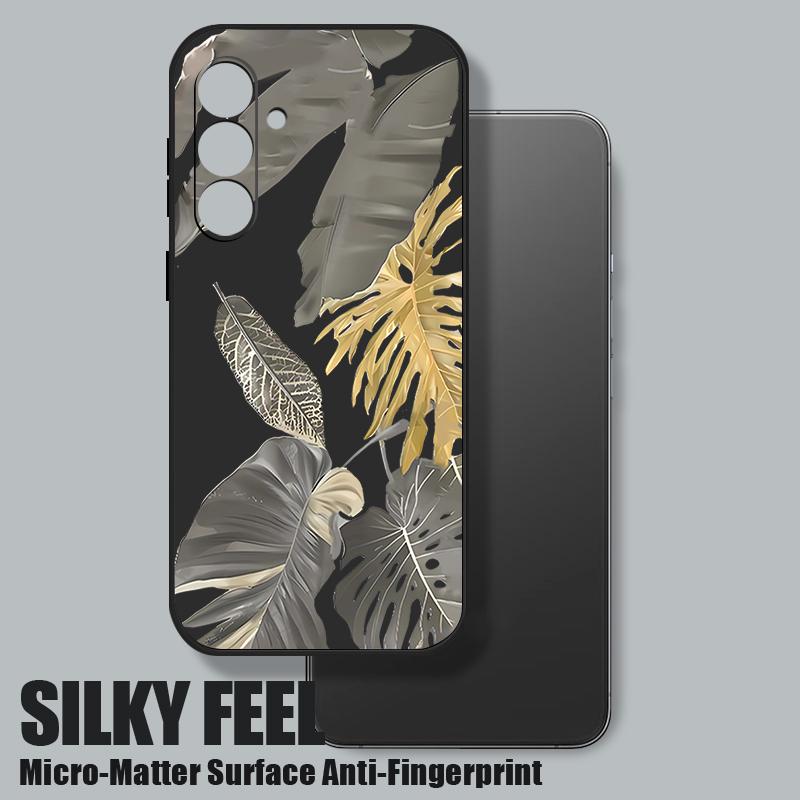 Withered Leaves Patterned Silicone Phone Cover For Samsung Galaxy A56 A17 A26 A16 A36 A55 A54 A53 A15 S24 S25 S25 S22 S23 Plus Lanyard Soft Cover