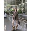 Spicy Girl HK Style Plaid Tie-Waist Long-Sleeve Shirt for Women - Versatile Loose Mid-Length Top for Early Autumn 2025