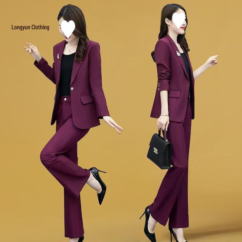 Spring 2025 Slim Fit Fashion Suit: Women's Two-Piece Set with Micro Flare Pants