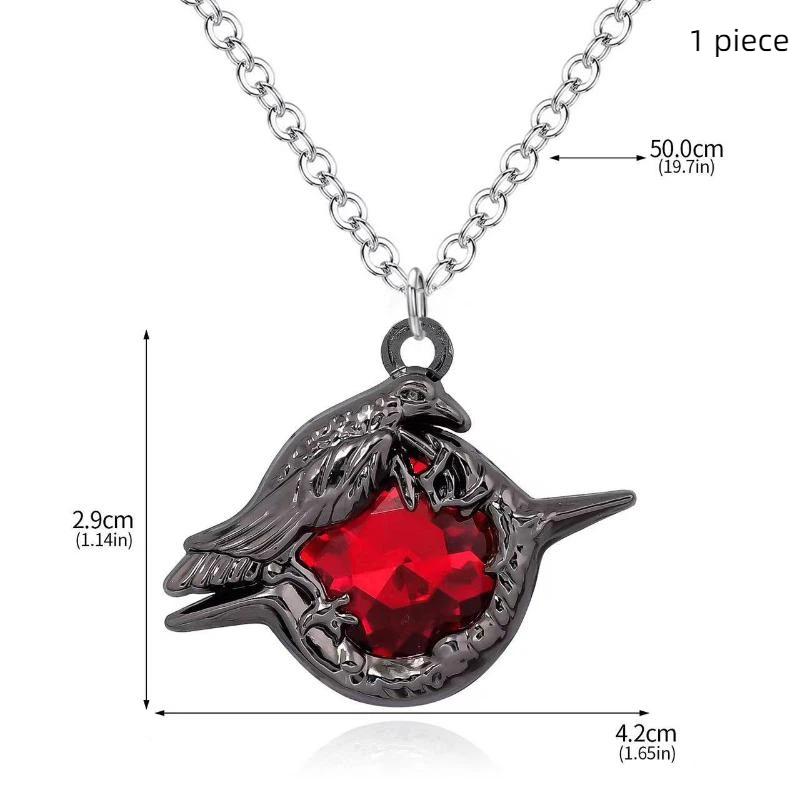 Darkness Goth Crow Red  Ear Studs Earrings Necklace Ring Brooch For Women Jewelry Anime Cosplay Party Accessories Gift
