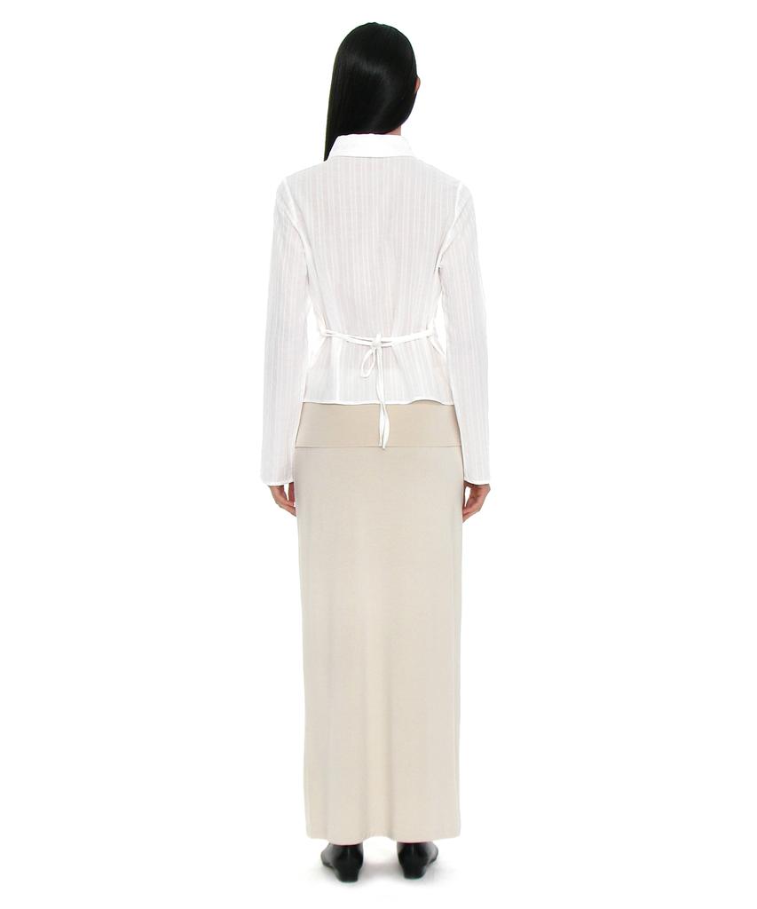 Partimento Woman Pwc Folding Waist Jersey Maxi Skirt_Ivory
