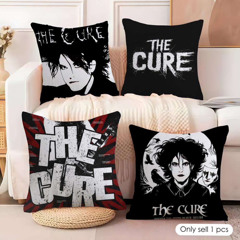 Rock Band The CCureS Music Cushion Cover Natural Linen Organic Fabric DoubleSided Printing Couch Pillow Covers Home Decor