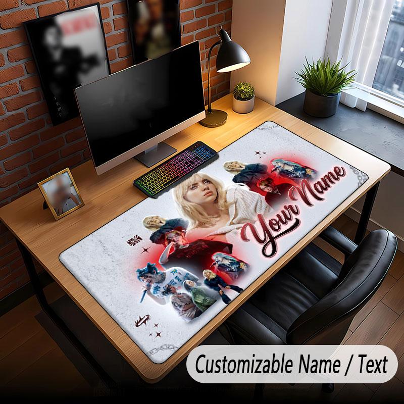 Custom Name Extended Mouse Pad,Billie Eilish Gaming Desk Mat For Home Office Desktop Decor