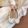 Polka Dot Bow Flat-soled Single Shoes Soft-soled Comfortable Office Workers Commuter Casual Shoes Square Head Spring and Summer Women's Shoes