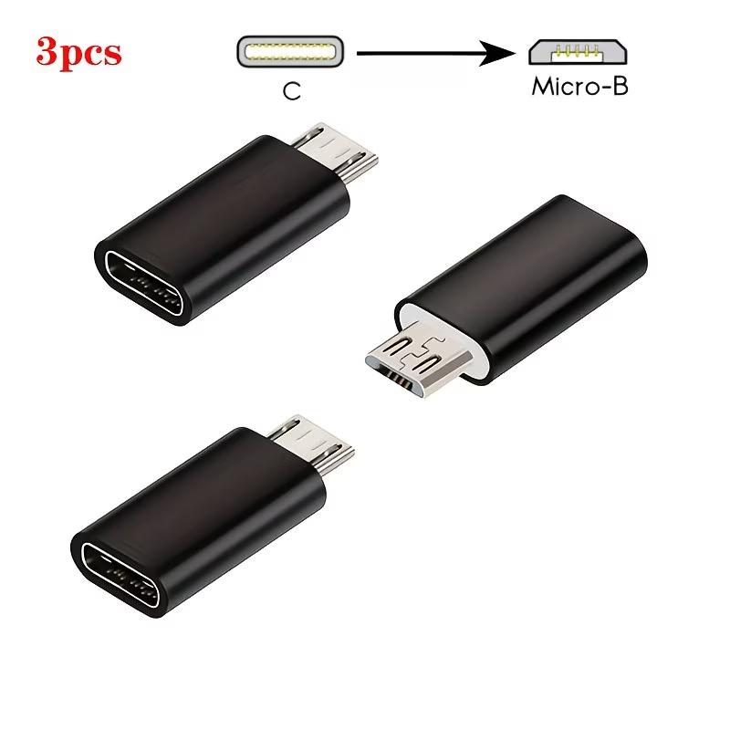 USB C Female to Micro USB Male Adapter (1/2/3/4/5/6-Pack) Micro USB Adaptor Micro USB to USB C Adapter Fast Charger Power Cabl 3