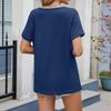 Women's Fashion Casual Color V-Neck Short Sleeve T-Shirt Loose Top
