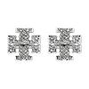 Tory Burch Classic Logo Silver Earrings With Diamonds Women earrings 53423-042