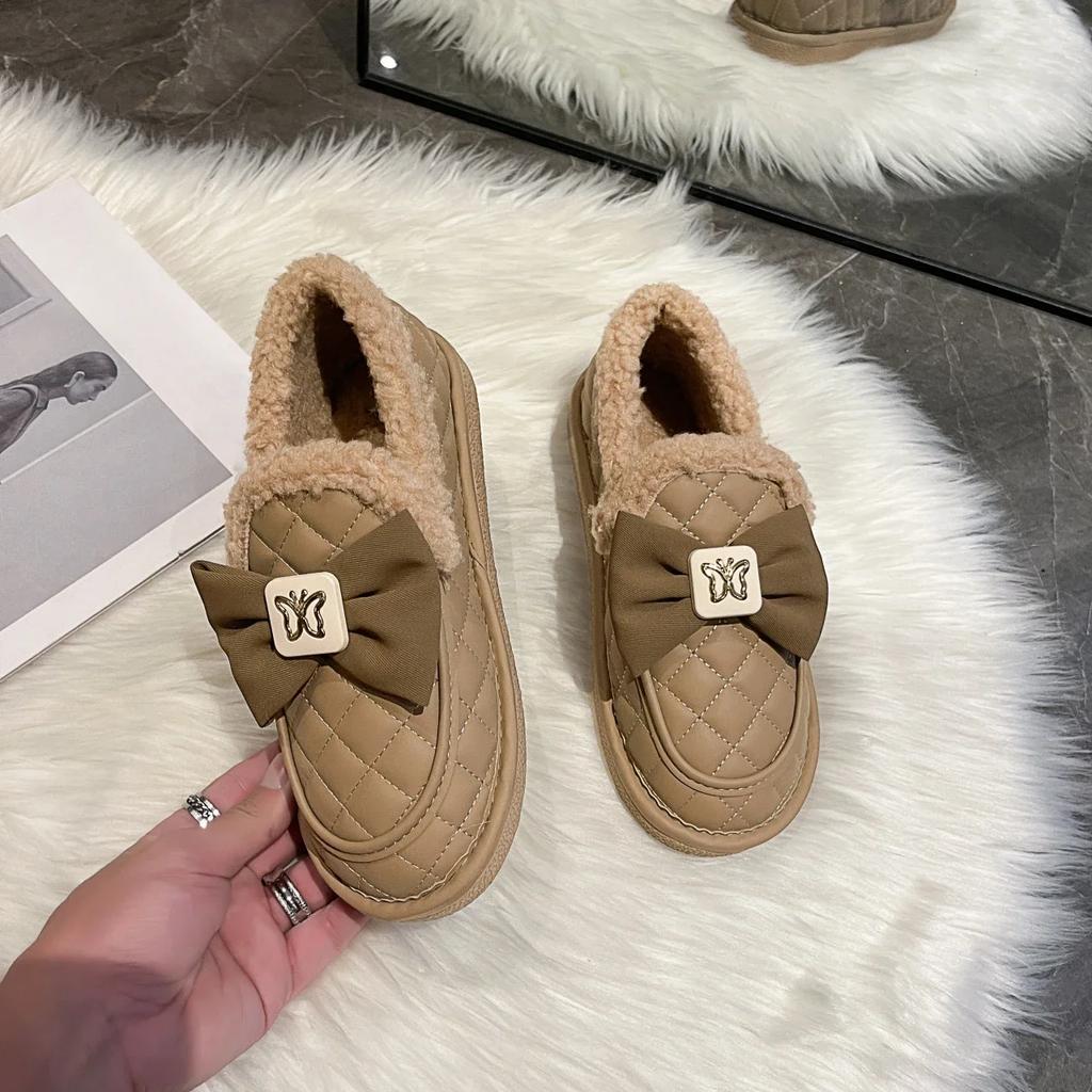 Womens Snow Boots Elegant With Low Heels Large Size Warm Shoes for Women Fashion 2025 Plush Plus Comfrtable 39 Gyaru Demi-season